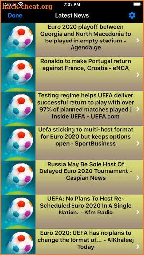 Euro Football 2020: news, teams, fixtures, results screenshot