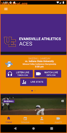 Evansville Athletics screenshot