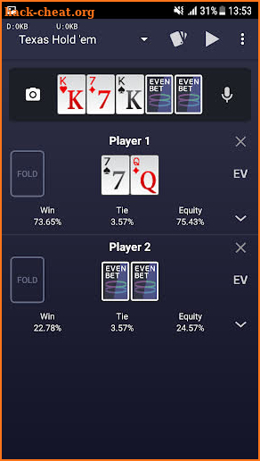 Evenbet Poker Calculator screenshot