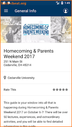 Events @ Cedarville University screenshot