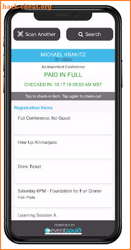 Eventsquid QR Check-In App screenshot