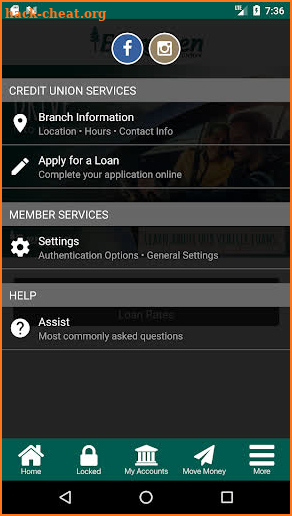 Evergreen Credit Union screenshot
