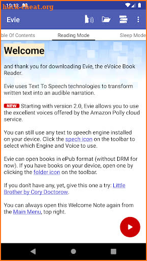 Evie - The eVoice book reader screenshot