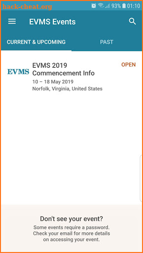 EVMS Events screenshot