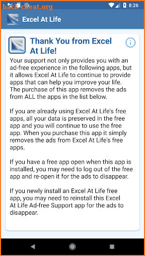Excel At Life Ad-Free Support screenshot