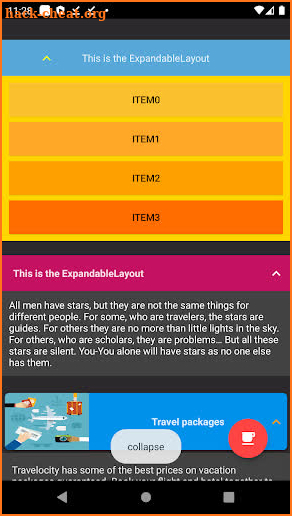 Expandable Layout Demo screenshot