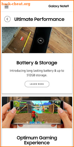 Experience app for Galaxy Note9 screenshot