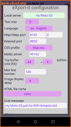 eXport-it server screenshot
