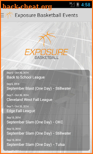 Exposure Basketball Events screenshot