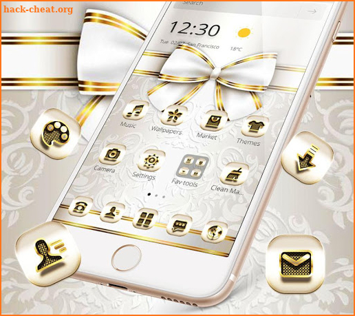 Extravagant Platinum Gold Bowknot Theme screenshot