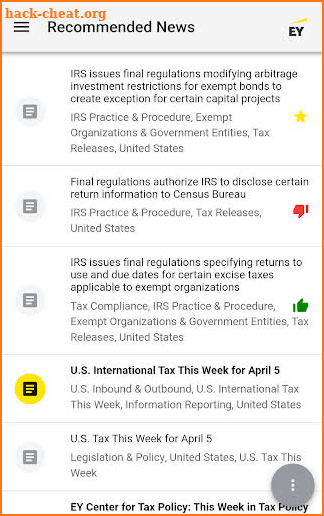 EY Tax News Match screenshot