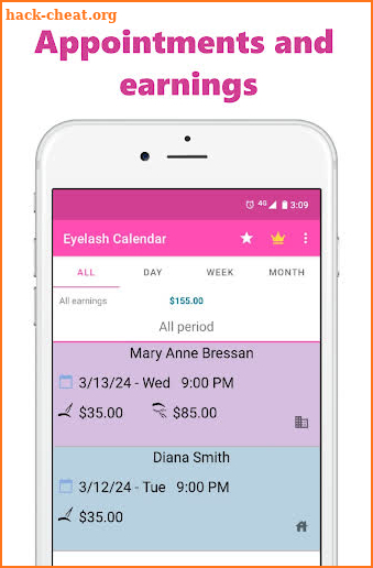 Eyelash Tech Appointment App screenshot