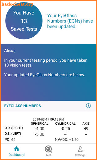 EyeQue VisionCheck screenshot