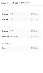 F1 Calendar 2018 screenshot