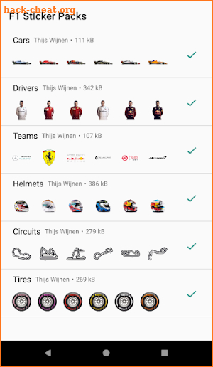 F1 Whatsapp stickers screenshot
