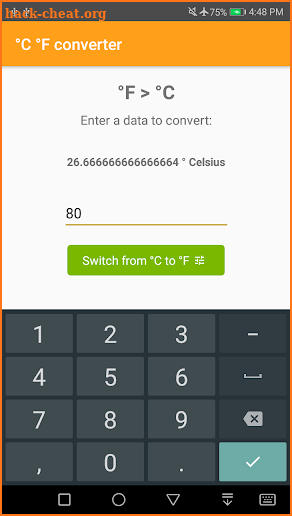 Fahrenheit Celsius converter screenshot
