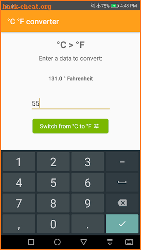 Fahrenheit Celsius converter screenshot
