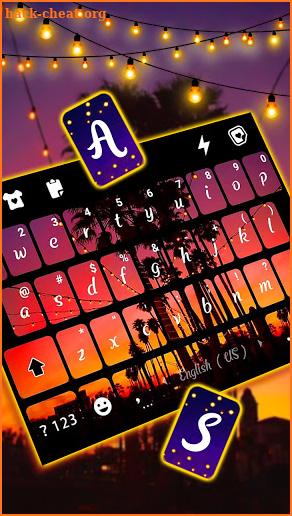 Fairy Lights Sunset Keyboard Background screenshot