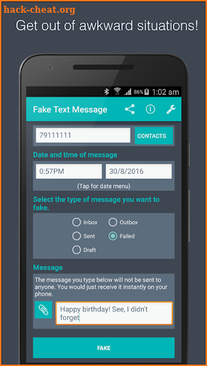 Fake Text Message screenshot