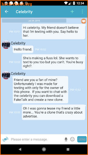 FakeTalk - Texting with your custom AI chatbot screenshot