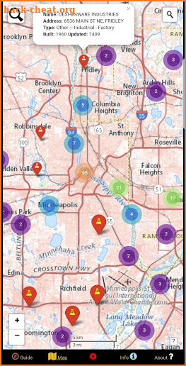 Fallout Shelters Data Map - Twin Cities, Minnesota screenshot