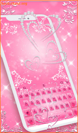 Fancy Diamond Hearts Pink Keyboard screenshot