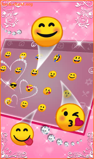 Fancy Diamond Hearts Pink Keyboard screenshot