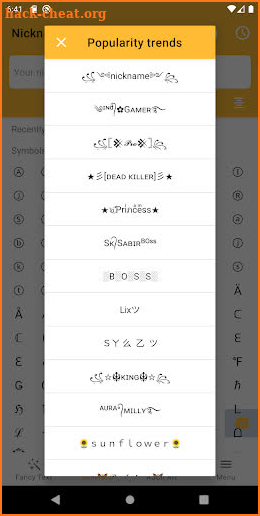 Fancy Text Symbols - Cool fonts nickname generator screenshot