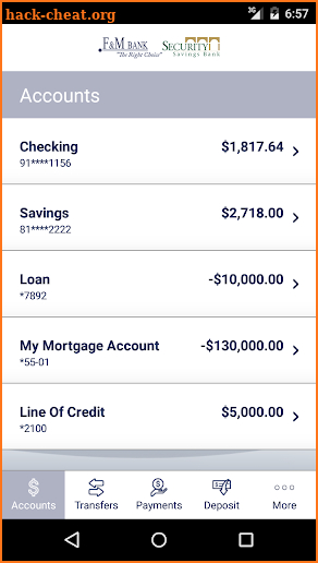 F&M Bank/Security Savings Bank screenshot