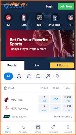 FanDuel Sportsbook and Casino screenshot