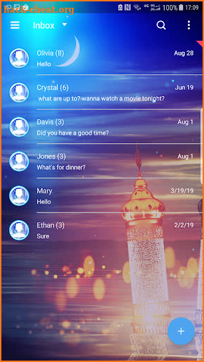 Fantasy night scene Next SMS Skin screenshot