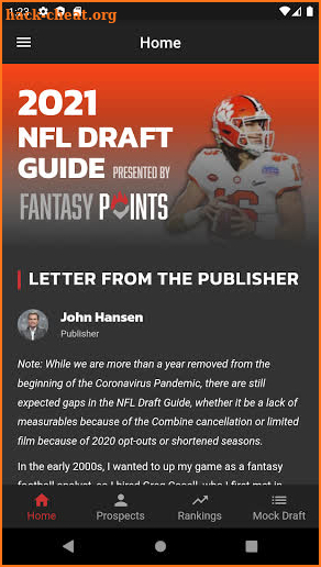 Fantasy Points NFL Draft Guide screenshot