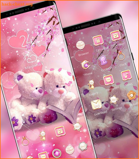 Fantasy shiny pink romantic bear theme screenshot