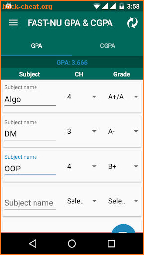 FAST NU GPA & CGPA Calculator screenshot