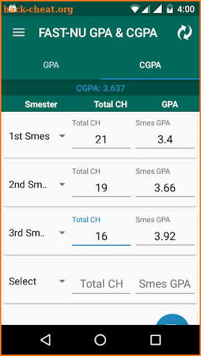 FAST NU GPA & CGPA Calculator screenshot