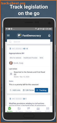 FastDemocracy - Legislation Tracker screenshot