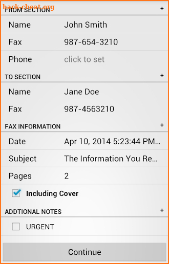 FaxCover Pro Create Cover Page screenshot