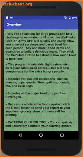 Feed An Army Food Planner screenshot