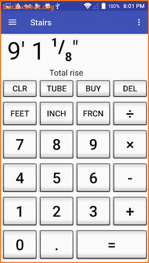Feet and inch construction calculator PRO screenshot