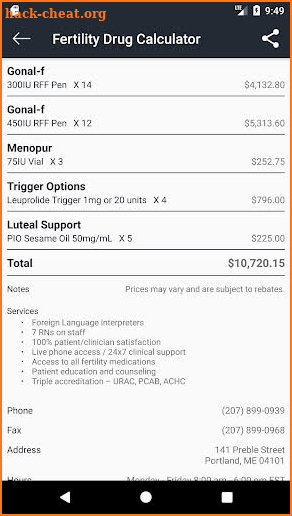 Fertility Drug Calculator screenshot