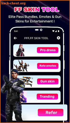 FFF FF Skin Tool, Emote, Elite pass Bundles, skin screenshot
