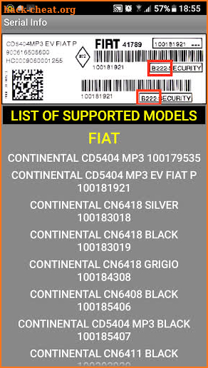 FiatContinental Brazil A123 Radio Code Decoder screenshot