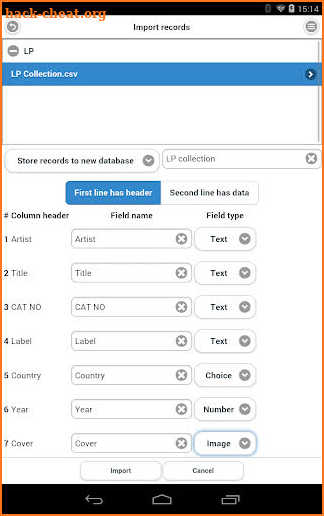 Field Database (FDB) screenshot
