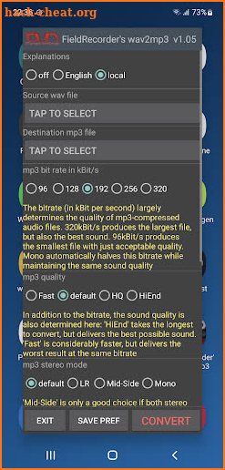 FieldRecorder's wav2mp3 screenshot