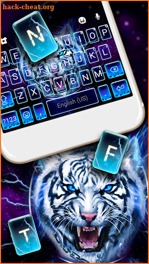 Fierce White Tiger Keyboard Background screenshot