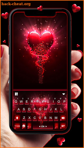 Fiery Red Heart Keyboard Background screenshot