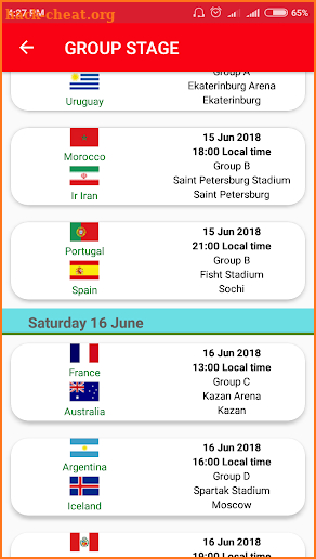 Fifa World Cup Russia 2018 Time Schedule screenshot