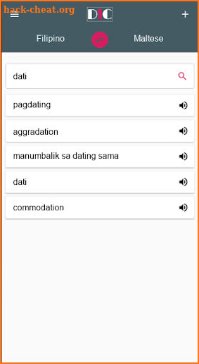 Filipino - Maltese Dictionary (Dic1) screenshot