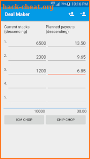 Final Table ICM and Chip Chop Deal Calculator screenshot