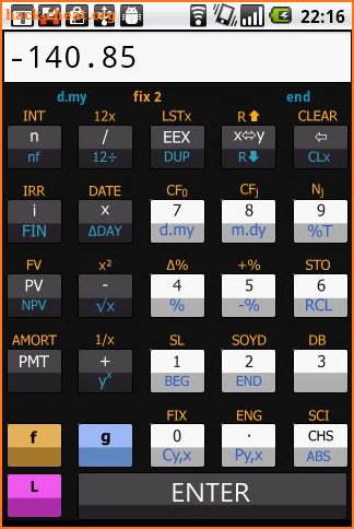 Financial RPN calculator screenshot